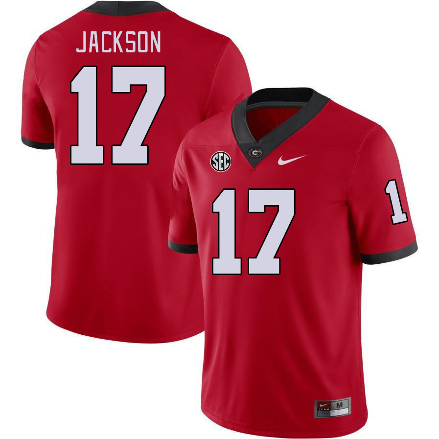 Georgia Bulldogs Men's Dan Jackson #17 Red Stitched College UGA Football Jersey 23YF015CQ